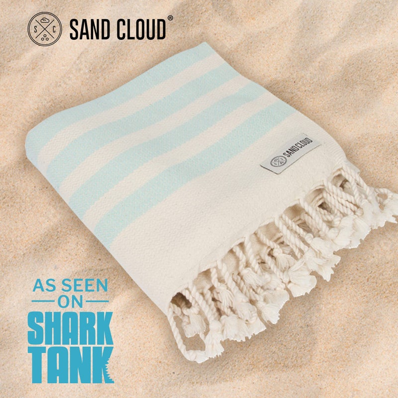 Sand Cloud Beach Towel - Sand Free - 100% Organic Turkish Cotton Yarn - Quick Dry Towel for Beach, Picnic, Blanket or Bath - As Seen on Shark Tank - Natu Blue - Image 2